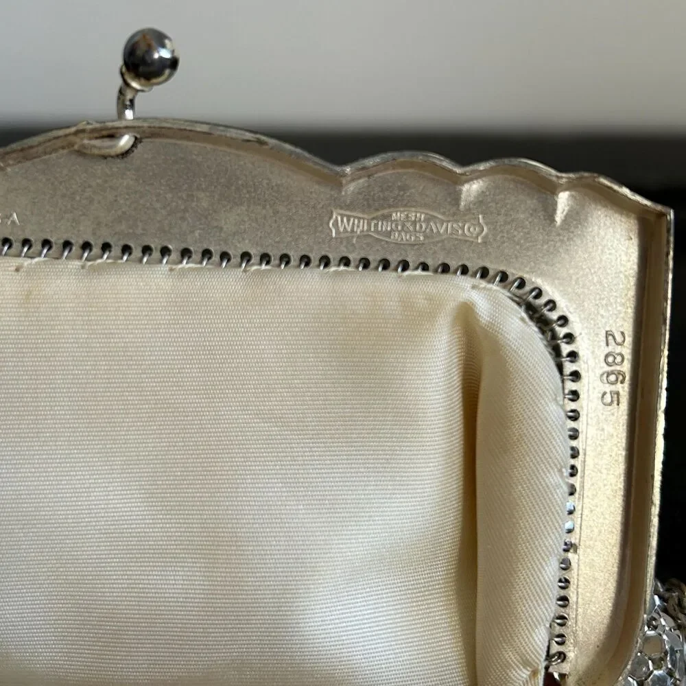 Vintage 40s Whiting and Davis Small Silver Mesh Mini Handbag with Box - Picture 7 of 9